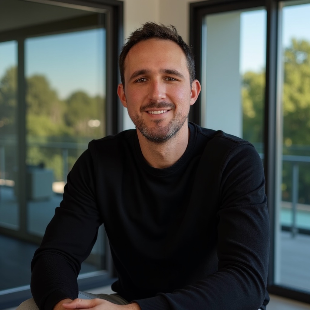 Joseph DuBois smiling in a black sweater